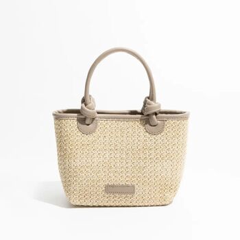 Monaco Beige Ombré Straw Mini Tote Beach Bag, 2 of 5