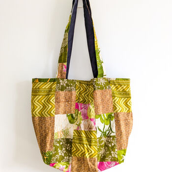 Large Colourful Sari Patchwork Cotton Tote Bags, Fair Trade, 3 of 8