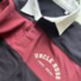 Personalised Men's Rugby Shirt Contrast Panel Stripe Custom Name And Date, thumbnail 3 of 9