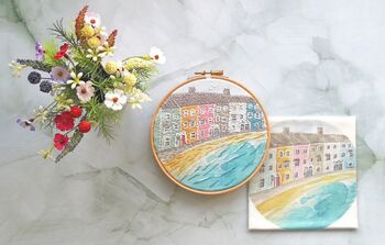 Pastel Cottages Embroidery Kit, 8 of 11