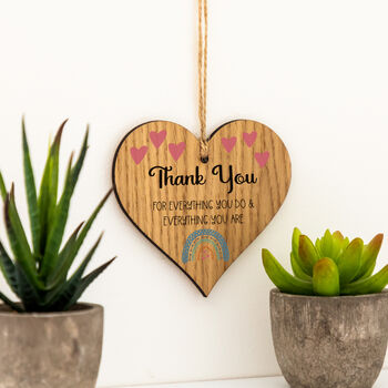 Thank You Token Gift Hanging Wooden Heart, 2 of 3