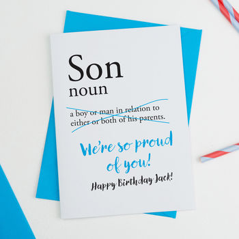 son personalised birthday card by a is for alphabet