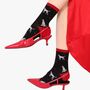 Women's Bamboo Socks Black Red Dalmatian, thumbnail 1 of 4