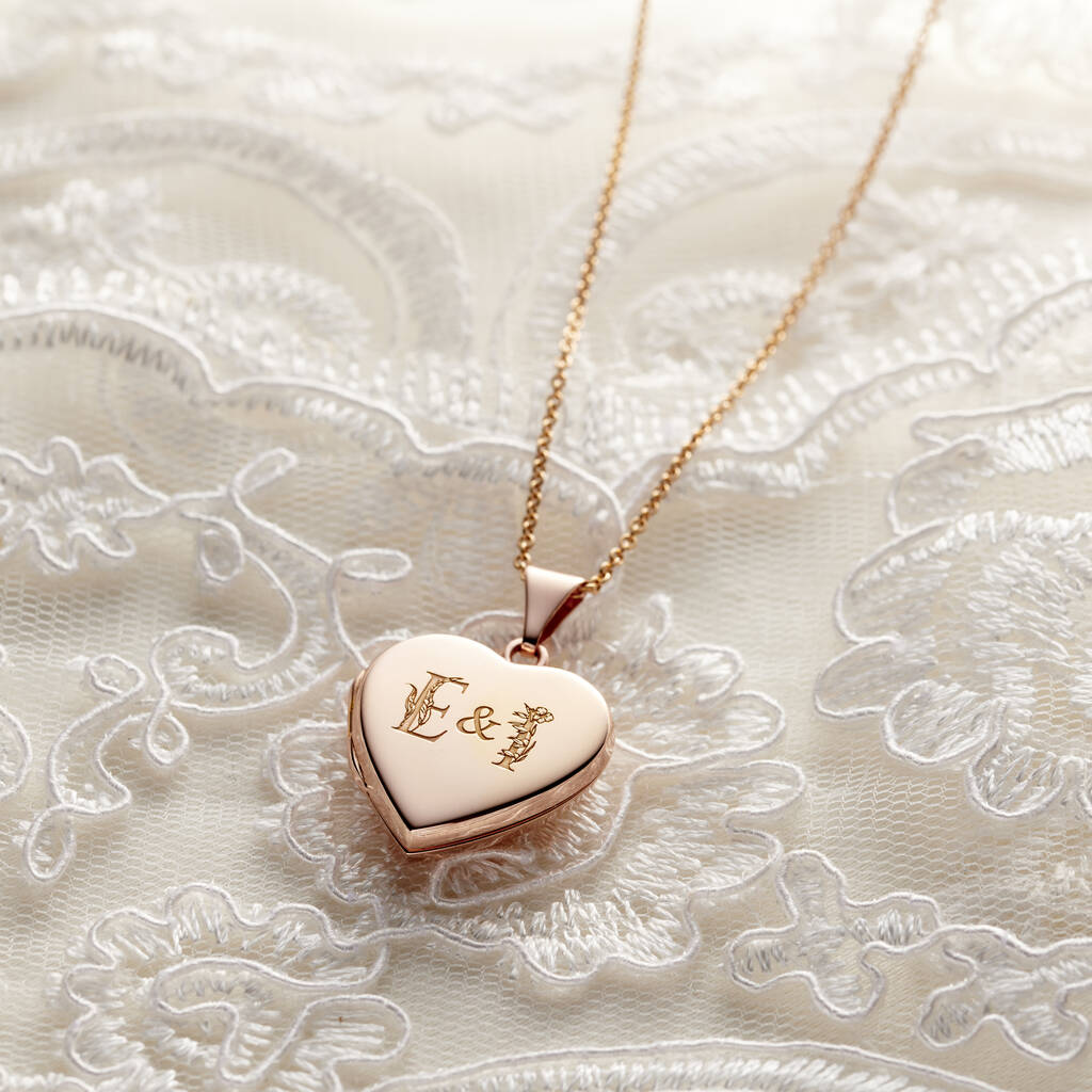 Floral Wedding Initials Heart Locket By Posh Totty Designs ...