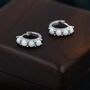 Sterling Silver White Opal Huggie Hoops, thumbnail 5 of 11
