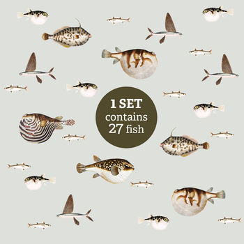 Puffer Fish Peel And Stick Fabric Wall Decals, 6 of 8