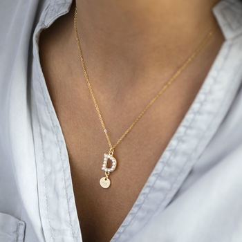 Pearl Initial And Gold Plated Heart Charm Necklace, 6 of 9