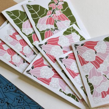 British Woodland Foxglove Notecards Set Of Eight Notecards And Envelopes, 3 of 9