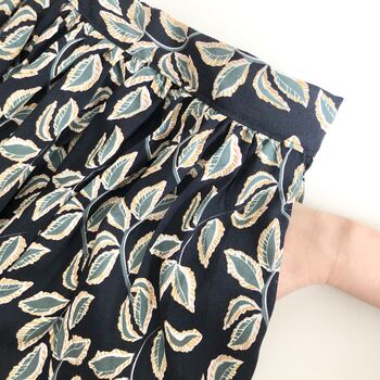 Navy Linen Printed Midi Skirt, Painting Print Skirt, 3 of 7