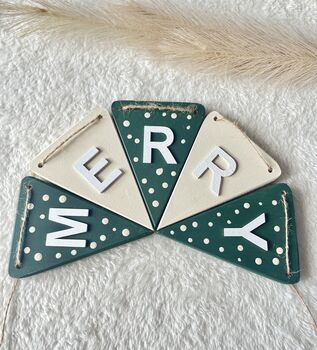 Wooden Christmas Bunting Happy Christmas Mantel Banner, 10 of 11