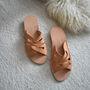 Genuine Leather Slippers With Crossed Straps, thumbnail 3 of 6