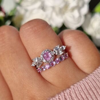 Pink Sapphire Ring In Sterling Silver And Rose Gold, 4 of 12