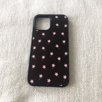 Pink/Purple Flowers Black Background Phone Case, 2 of 4