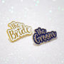 The Bride And The Groom Wedding Enamel Lapel Pin Set, thumbnail 2 of 12