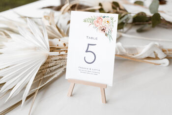 Wedding Table Number Cards Pink Peach White, 3 of 4