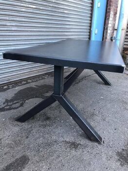 Reclaimed Industrial Steel Top Y Frame Table 567, 5 of 6