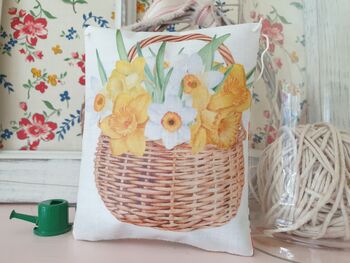 Daffodil Flower Illustration Fabric Gift Pillow, 9 of 12