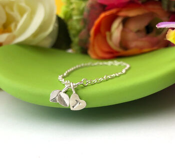 Sterling Silver Thank You Bridesmaid Mini Leaf Bracelet, 4 of 11