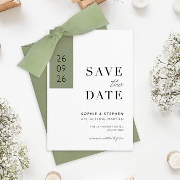 Luxury Wedding Save The Date Cards Ribbon Invitation Suite, 4 of 12