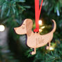 Dachshund Personalised Dog Wooden Christmas Decoration, thumbnail 3 of 12