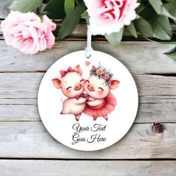 Personalised Cute Animal Couple Pigs Decoration, 2 of 2