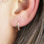 Sterling Silver Double Hoop Diamante Hoop Earrings, thumbnail 2 of 7