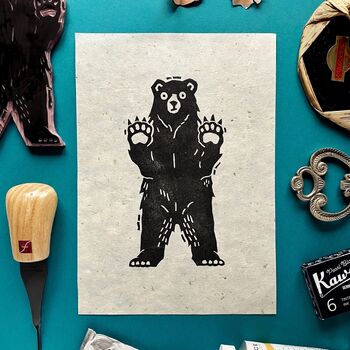 Bear Original Lino Print, 2 of 3