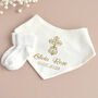 Personalised Ivory Christening Bib And Socks Set, thumbnail 4 of 4