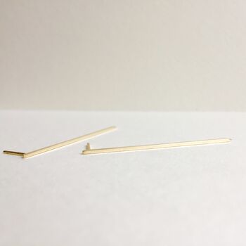 Recycled Gold Long Lina Bar Studs, 3 of 3