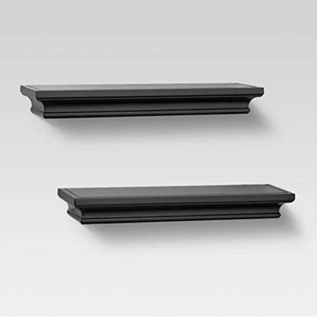 Set Of Two Black Floating Wall Shelves Storage By Momentum