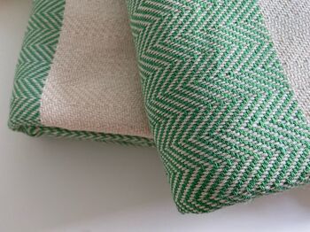 Herringbone Design Green Sofa Throw, 6 of 8