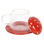 Mushroom Shaped Glass Mug With Lid And Coaster, thumbnail 6 of 6