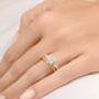 Two Ct Round Moissanite Three Stone Engagement Ring, thumbnail 8 of 9