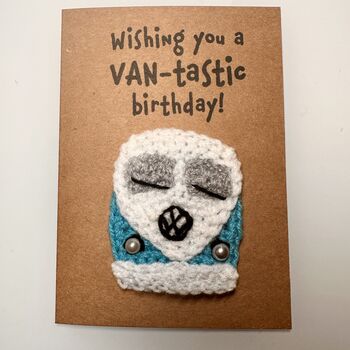 Camper Van Crochet Birthday Card Handmade, 8 of 8