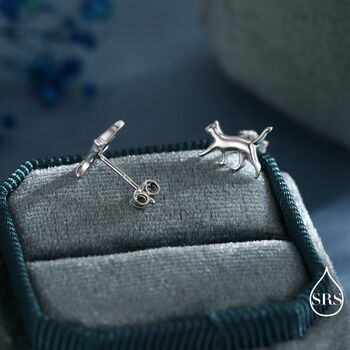 Cat Stud Earrings In Sterling Silver, 3 of 12