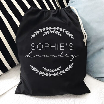 Personalised Wreath Laundry Bag – Stylish Name Print Storage Sack For Kids, Teens And Uni, 2 of 6