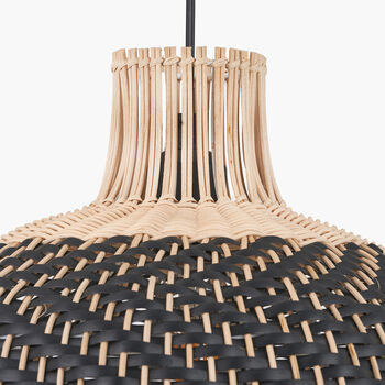 Natural Rattan Black White Woven Pendant Ceiling Light, 4 of 8