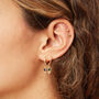 Trinity Gold Green Gem Droplet Huggie Earrings, thumbnail 2 of 2