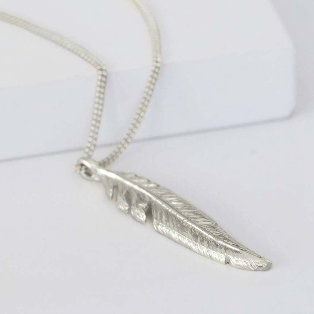 Sterling Silver Feather Pendant Necklace By Amulette ...