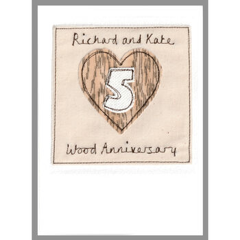 Personalised 5th Wood Wedding Anniversary Card, 6 of 6