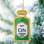 Gin Bottle Embroidered Christmas Decoration, thumbnail 1 of 4