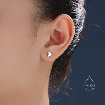 Sterling Silver Asymmetric Polygon Stud Earrings, 6 of 12