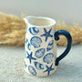 Blue Ceramic Jug With Seashell Design, thumbnail 2 of 5