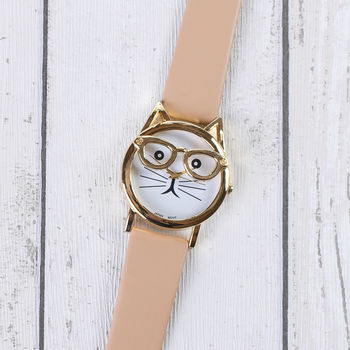 Pastel Colours Kitty With Glasses Watch, 3 of 4