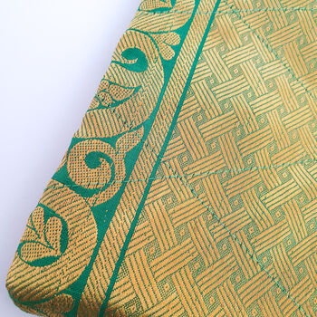 Sari Zipper Pouch, Wallet, Coin Purse, Gold And Green, 2 of 12