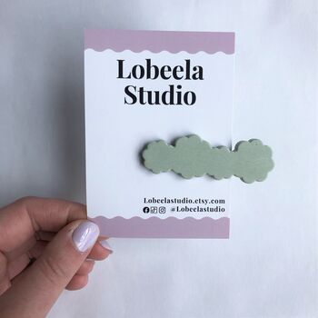 Pastel Mint Sage Flower Shaped Hair Clip, 2 of 5