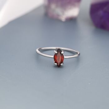 Genuine Red Garnet Ring In Sterling Silver, 5 of 10