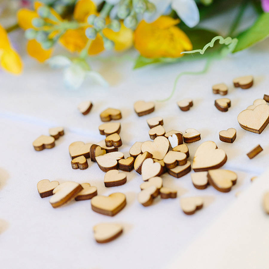 Wooden Scatter Table Confetti Mini Hearts, 1 of 5
