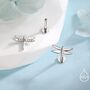 Internally Threaded Dragonfly Flat Back Earrings In Sterling Silver, thumbnail 6 of 12