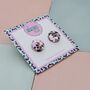 Circle Glitter Resin Stud Earrings Pink, Rainbow, Teal, Pink And Black, Neon Green, thumbnail 5 of 12